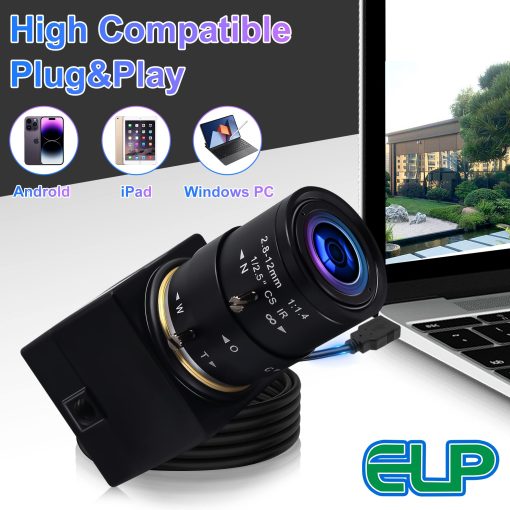 Camara USB de 5MP con Lente de Zoom de 2.8-12 mm Mini Camara UVC USB 2.0 con Enfoque Variable Camara para PC con Zoom Manual Camara de Enfoque Cercano Industrial Camara Web Varifocal para Raspberry Pi Laptop - Imagen 4
