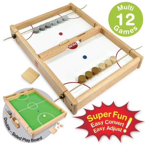 Flick n Kick: Juegos de Mesa de Madera Reversibles Multifuncionales Portatiles para Ninos y Familia - Imagen 5