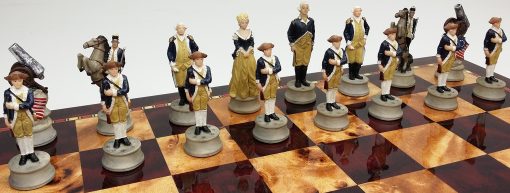 Juego de Ajedrez de la Guerra de Independencia Americana con Tablero de Cerezo y Madera de Cerezo Burl de 18 pulgadas - Imagen 8