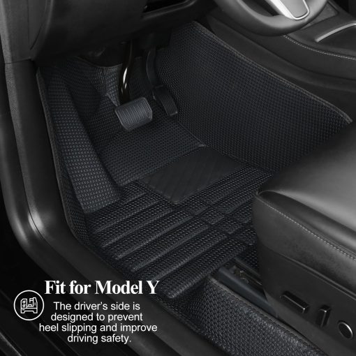 Tapetes para piso de automovil todo clima Accesorios interiores de automoviles Moldeo integrado Impermeables y resistentes al desgaste Ajuste personalizado para Tesla Model Y 2020-2024 - Imagen 3
