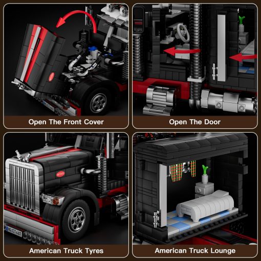 Mould King Juego de Construccion Camion Semi, Sets de Camiones Coleccionables Modelo de Vehiculo para Construir y Exhibir, 10037 Kits de Bloques STEM Decorativos para Adultos y Niños Niñas de 14+ Años (1797 Piezas) - Imagen 6