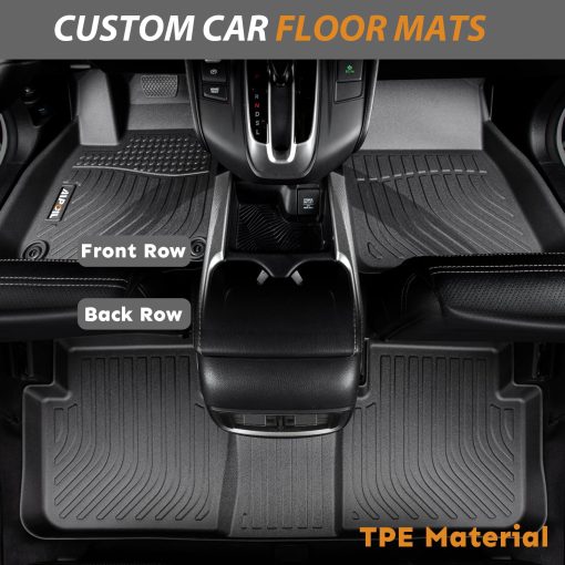 AIPOIL Tapetes para Piso y Forro de Carga Personalizados para Honda Accord/Accord Hybrid 2018-2022, Proteccion Antideslizante para Todo Clima, Juego Completo de Tapetes de Automovil, Negro - Imagen 2