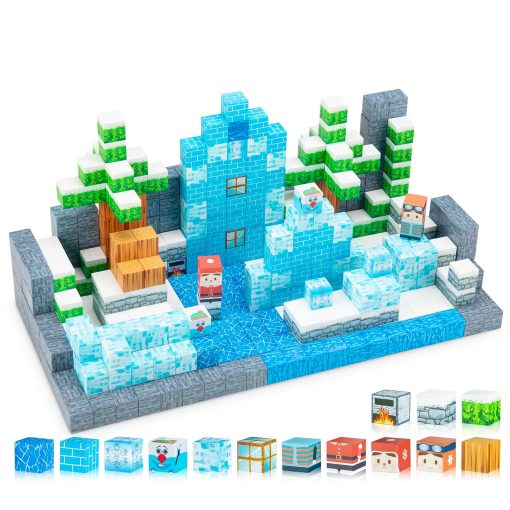 Conjunto de 130 Piezas de Bloques Magneticos para Construir Mundos Mineros, Juego de Bloques Magneticos para Ninos, Juguetes Sensoriales STEM para Ninos y Ninas de 3+ Anos - Imagen 2