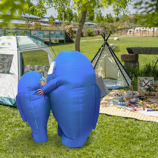 Disfraz de astronauta inflable Timisea disfraz divertido de Halloween Traje espacial de fiesta Juego de caretas de la escuela (Azul, Ninos (100-155cm)) - Imagen 3