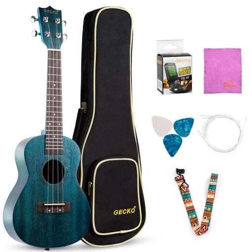 Ukulele Concierto GECKO de 23 pulgadas de caoba para principiantes adultos ninos, Kit de Ukelele con Funda Correa Cuerdas de Nailon Puas Pano Manual de Inicio - Imagen 8