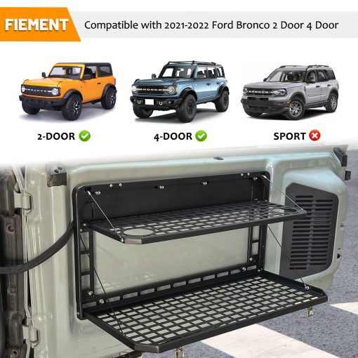 Mesa de Porton Trasero Plegable Estante de Almacenamiento de Aleacion de Aluminio Panel MOLLE para Ford Bronco 2021-2024 - Imagen 6