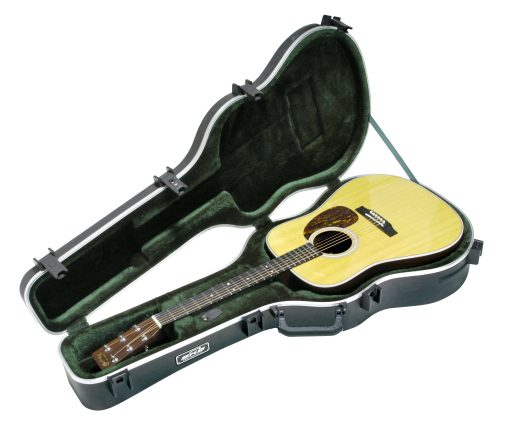 Estuche Rigido Deluxe para Guitarras Acusticas Dreadnought y de 12 Cuerdas SKB Cases con Tapa Arqueada Contorneada, Broche TSA, Asa Moldeada, y Interior de Espuma EPS - Imagen 2