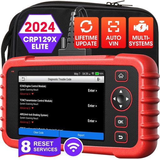 LAUNCH CRP129X Elite 2024 Nuevo Escaner OBD2 para Automoviles, 8 Reinicia Cambio de Aceite/EPB/SAS/TPMS/BMS/Acelerador/DPF, Codificacion de Inyectores, Lector de Codigos ABS SRS Transmision de Motor, Herramienta de Escaneo Actualizable de por Vida, Auto VIN