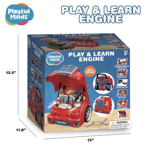 Juguete Motor de Camion Grande Interactivo de Mentes Juguetonas para Niños - Kit Completo de Reparacion Mecanica con Partes Removibles, Luces, Sonidos, Herramientas, Constructor de Motor para Niños - Imagen 2