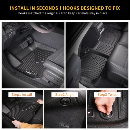 Tapetes para piso de Honda ridgeline 2017-2023 2024, TPE Proteccion para todo clima Alfombrillas de coche, Ajuste personalizado Ridgeline 2023 Forro de piso, Accesorios automotrices antideslizantes impermeables Negro - Imagen 4