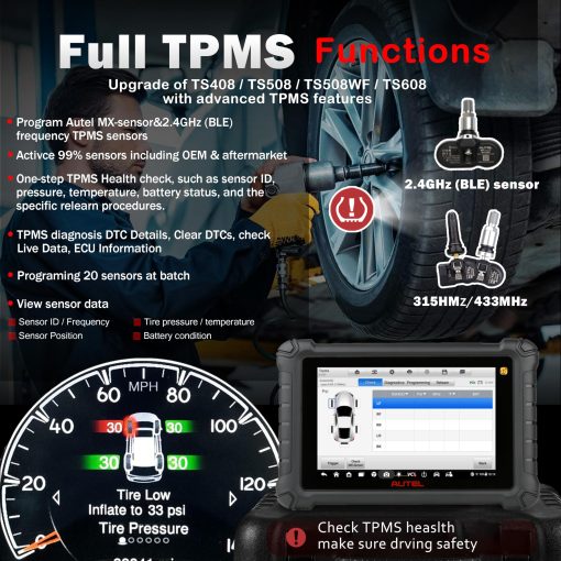 Autel MaxiTPMS TS900, Escaner Autel, Herramienta de Programacion TPMS Autel, TPMS Completo, Control Bidireccional, Diagnostico de Todos los Sistemas, Programa Sensor MX, Mejor TS608 MK808 MK808S Igual que MX900TS - Imagen 4