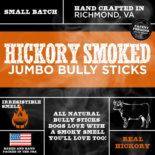 Best Bully Sticks- Palitos naturales de carne de res ahumados con madera de nogal, jumbo de 6 pulgadas para perros, paquete de 4 - Sin olor a humo, sin aditivos, sin granos - Imagen 3