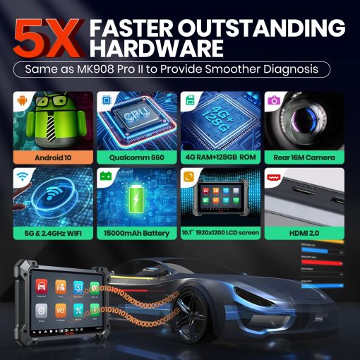 Escaner Autel MaxiCOM MK908 II: 2024 Android 10, Actualizacion de MK908/ MS906BT/ MS906 Pro, Mismo Codificacion de ECU que MK908 Pro II/ MS908S Pro II, 38+ Servicios, OE Todos los Sistemas, Auto Scan 2.0, Control Bidireccional - Imagen 4