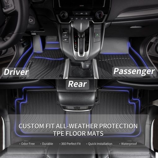 Tapetes de piso a medida KELCSEECS para 2016 2017 2018 2019 2020 2021 2022 Honda HR-V Protector de piso automotriz Honda HRV Accesorios Juego completo de fila delantera y trasera Negro - Imagen 2
