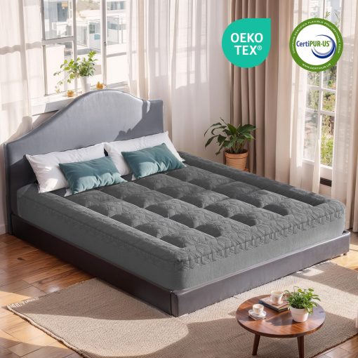 Topper de Colchon de 3 Pulgadas Tamano Queen, Topper de Colchon de Doble Capa Tipo Almohada, Almohadilla de Enfriamiento de 1 Pulgada y Topper de Colchon de Espuma Viscoelastica de Gel de 2 Pulgadas para Dolor de Espalda, Soporte de Confort - Imagen 6