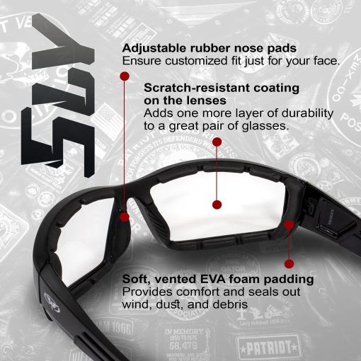 Global Vision 4 Pares de Gafas de Sol de Moto Acolchadas Global Vision Sly Negro con Lentes Transparentes, Gris, Amarillas y Espejo Rojo - Imagen 2