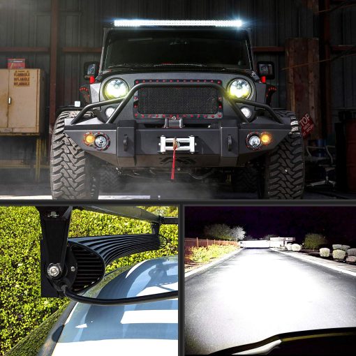 Nilight Barra de luces LED curva combinada de 52 pulgadas 300W, foco y luz de inundacion, lampara de conduccion LED para camiones, barcos, jeeps, 2 años de garantia - Imagen 7