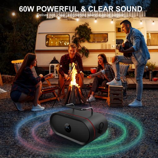 RHM K666 Maquina de Karaoke con Sonido Poderoso y Claro, 2 Microfonos Inalambricos, Bateria Recargable, 8 Horas de Reproduccion, Compatible con Bluetooth/AUX/USB/PC para Casa, Fiesta, Boda, Picnic, Actividades al Aire Libre - Imagen 4