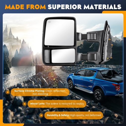Espejos de Remolque para Ford F-250 F-350 Super Duty 1999-2007 con Funcion de Plegado Manual Telescopico y Senal de Giro (1 Par) - Imagen 8