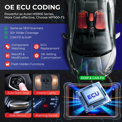 Escaner Autel MaxiPRO MP900-TS: Avance al nivel de MP808S-TS, MP808BT Pro, MS906TS con DoIP CAN-FD, 40+ Servicios, Codificacion de ECU OE, Programacion TPMS Relearn, Prueba Bidireccional, Escaneo de Todos los Sistemas, FCA SGW - Imagen 4