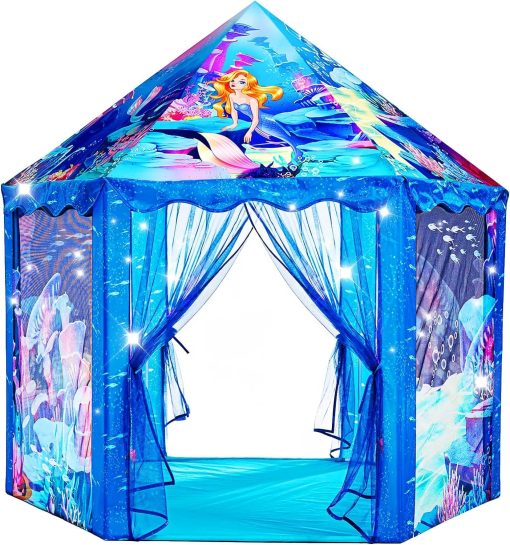 Tienda de Juegos para Ninas Princesa Sirena - Gran Castillo para Ninas de 3 a 12 Anos, Toy para Interiores y Exteriores para Ninos, 55'' x 53'' (DxH)