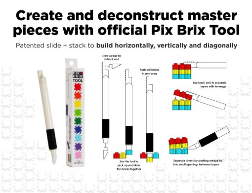 Pix Brix Pixel Art Puzzle Bricks ? 6,000 Piezas de Pixel Art en un Contenedor, Paleta de 12 Colores Oscuros ? Ladrillos de Construccion Entrelazados, Crea Construcciones 2D y 3D Sin Necesidad de Agua o Pegamento ? Juguetes STEM, Edades 6 Plus - Imagen 5