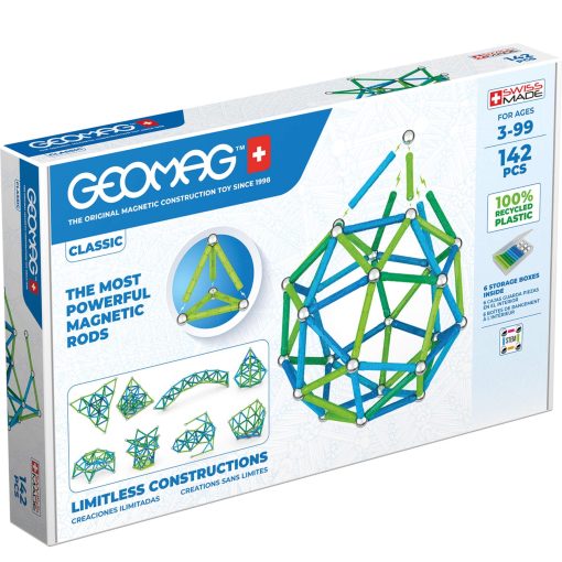 Juguete de Construccion Magnetica Geomag | Color Linea Azul y Verde | Paquete de 142