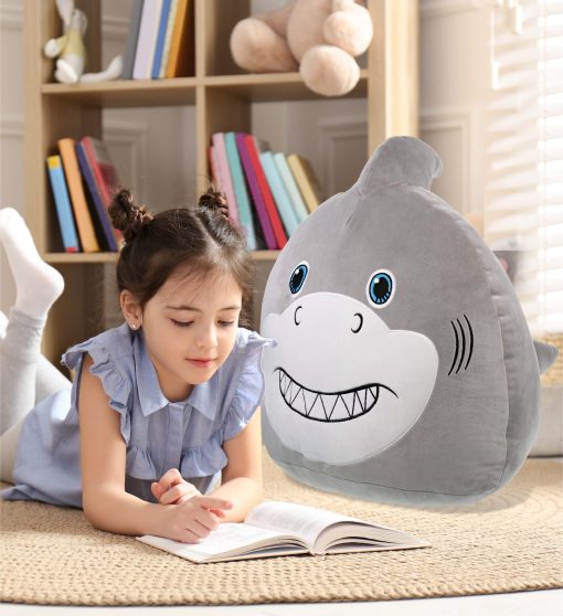 Peluche de tiburon DolliBu Snug Mooshies - Juguete de felpa grande y tierno de la vida marina, peluches super suaves y abrazables para ninas y ninos, adorable almohada de peluche animal para ninos - 17 pulgadas - Imagen 5