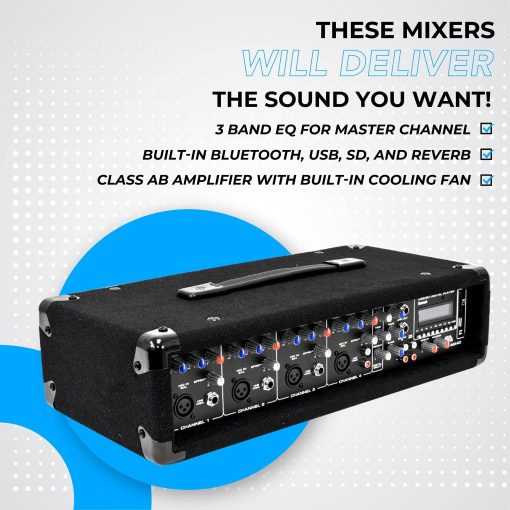 Mezclador de Cabezal PA con Bluetooth y Efectos de 4 Canales y 200 Vatios de Seismic Audio - SA-MA4C - Imagen 4