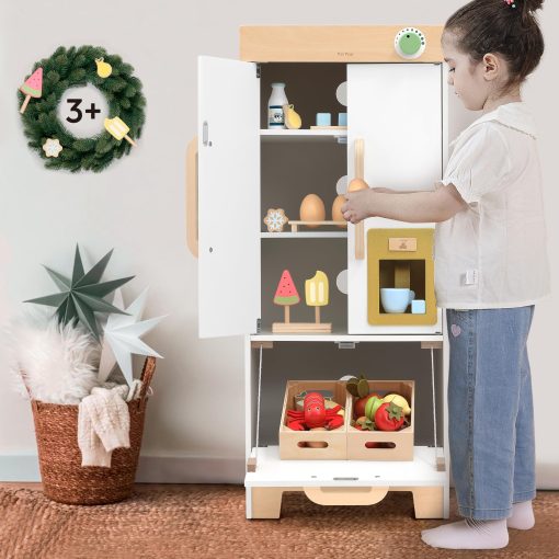 Juego de Cocina para Ninos PairPear, Refrigerador de Juguete de Madera, Set de Congelador para Ninos, Cocina de Juguete para Ninos Pequenos con Accesorios de Cocina de Juego, Regalo de Comida de Juguete para Ninos y Ninas de 3+ anos - Imagen 7