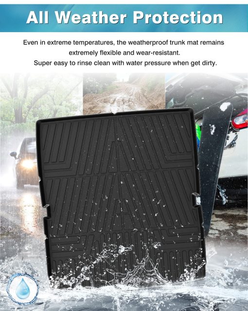 Cubierta de carga personalizada Mixsuper para 2022-2023 Jeep Wagoneer/Jeep Grand Wagoneer, Detras de los asientos de la 2a fila, Todo clima Estera de maletero trasero negra - Imagen 5