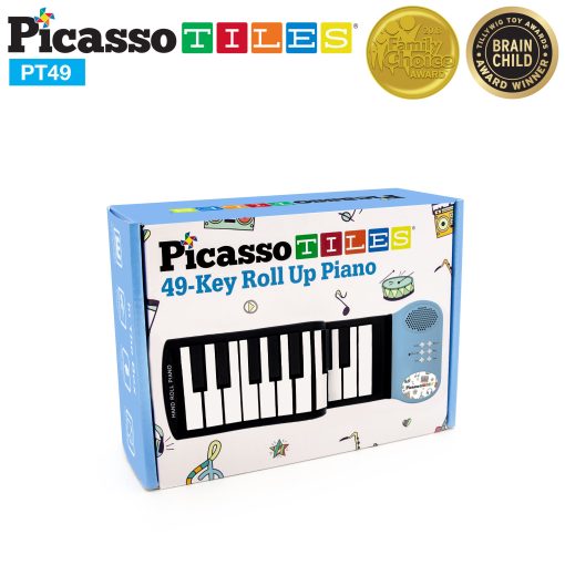Piano de Teclado Digital Educativo Portatil de 49 Teclas PicassoTiles PT49 con Funcion de Grabacion, 8 Tonos Diferentes, 6 Canciones Educativas de Demostracion y Altavoz Incorporado - Azul - Imagen 9