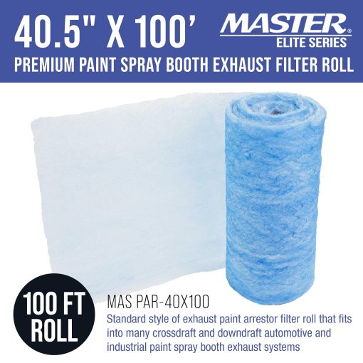 Rollo de filtro de escape para cabina de pintura Master Elite Premium, 40.5" x 100' - 18 gramos de fibra de vidrio de alta resistencia para atrapar particulas de pintura en cabinas de retoque para automoviles - Imagen 2