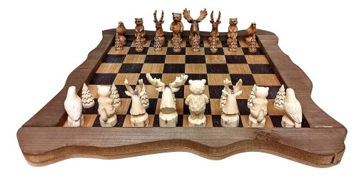 Juego de Ajedrez de Bosque - Tablero de Ajedrez de Madera - Bonito Juego de Ajedrez para Adultos - Juego de Ajedrez Exotico para Decoracion de Cabana de Montana