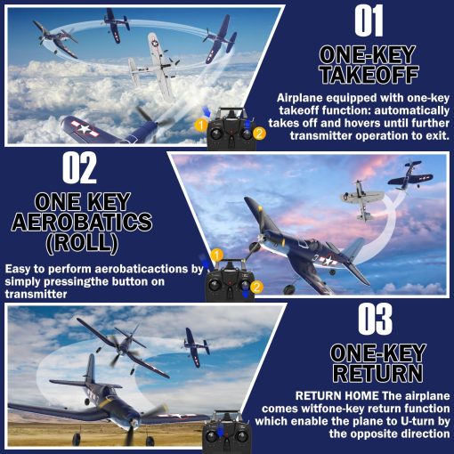 Avion RC LEAMBE de 4 Canales - Avion Acrobatico Listo para Volar, Facil Control para Principiantes, Avion RC F4U Corsair Mejor Regalo para Ninos - Imagen 3