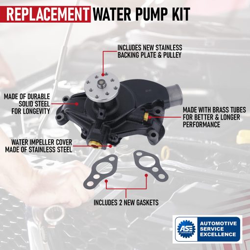 Kit de Bomba de Agua - Compatible con Motores de Barco Inboard 4.3, 5.0, 5.7L V6/V8 - Kit de Repuesto para Mercruiser, Stern Drive & Volvo Penta, 1968-1998 OMC, Chrysler e Indmar - 8M0113734, 18-3599-2, 15201, 9-42606, 8503991 - Imagen 4