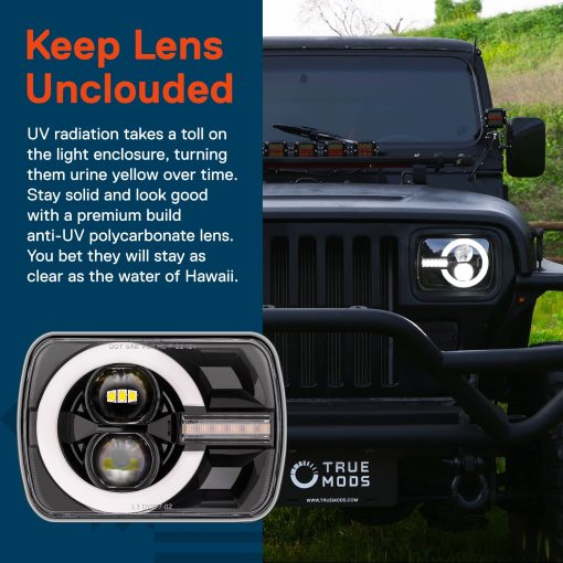 Faros LED sellados TRUE MODS 5x7 7x6 pulgadas H6054, Reemplazo de haz de luz sellado para Jeep Wrangler YJ Cherokee XJ [Aprobado por DOT] [Senal de Giro] Ford Econoline Chevy Express GMC Savana TOYOTA Pickup Nissan D21 Dodge - Imagen 5