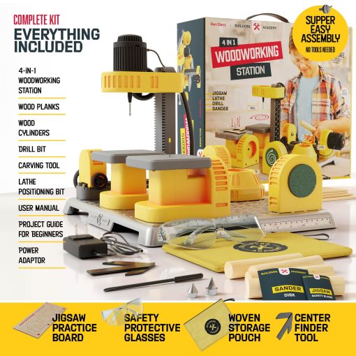 Estacion de Carpinteria 4 en 1 para Ninos - Kit de Proyectos de Construccion en Madera para Ninos - Juego de Herramientas de Construccion Real - Set de Herramientas para Ninos - Regalos de Pascua para Nino de 5 Anos - Juguetes STEM Geniales Ideas de Regalo de Cumpleanos - Imagen 9