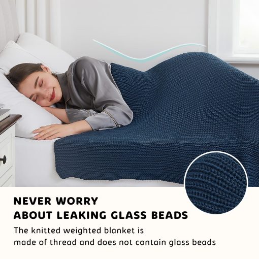 Manta Ponderada de Punto L'AGRATY - 50"x60" 10lbs Manta Pesada de Punto Grueso para Adultos Trenzada de Ganchillo Tirar Grueso de Cable Knit Manta Decorativa Sin Cuentas Pesadas Ponderada de Forma Uniforme Lavable a Maquina - Imagen 5