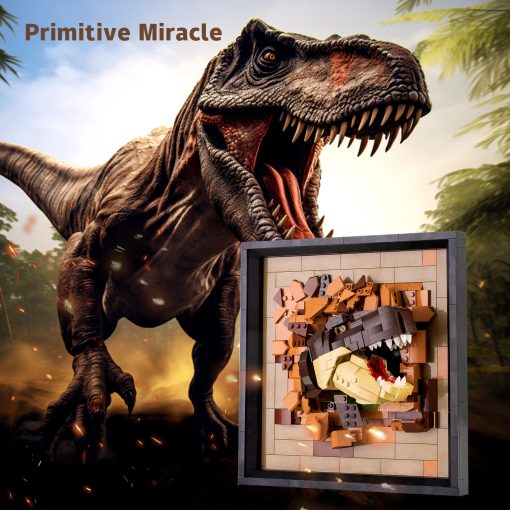 Set de Bloques de Construccion 3D de Dinosaurios CAXIMSY, Marco Creativo de Arte de Pared Tyrannosaurus rex, Regalo de Cumpleanos para Adultos, Ninos y Ninas - Imagen 7
