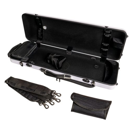 Estuche de Violin Clasico Oblongo de Policarbonato MI&VI NP-7006 (Tamano Completo) 4/4 con Correas de Transporte | Higrometro | Estuche Resistente - por MI&VI MUSIC (Blanco) - Imagen 2