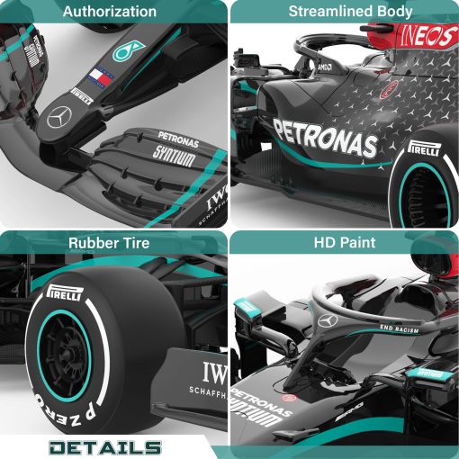 Carro de Control Remoto Mercedes-Benz F1 W11 1:18 con Licencia Oficial de Voltz Toys - Serie de Autos de Coleccion F1 RC para Ninos y Adultos - RC Car 2.4GHz para Regalo (1:18 Mercedes-Benz F1 W11) - Imagen 5