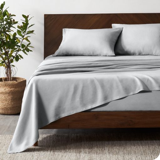 Juego de sabanas completas Bare Home - Juego de sabanas de lino de lujo 100% para cama completa - Bolsillos profundos - Ajuste facil - Juego de 4 piezas - Sabanas y fundas de almohada (Completo, Gris Glaciar) - Imagen 6