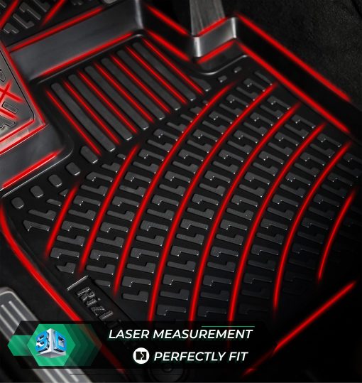 Tapetes para piso RizLiner 2021-2024 Ford F-150 SuperCrew con Almacenamiento Abatible (Asientos de Cubo) & F-150 Lightning & F-150 Raptor Tapetes de Piso 3D Personalizado Compatible con Tapetes de Auto de Goma para F-150 (Frontales & Traseros, Negro) - Imagen 3