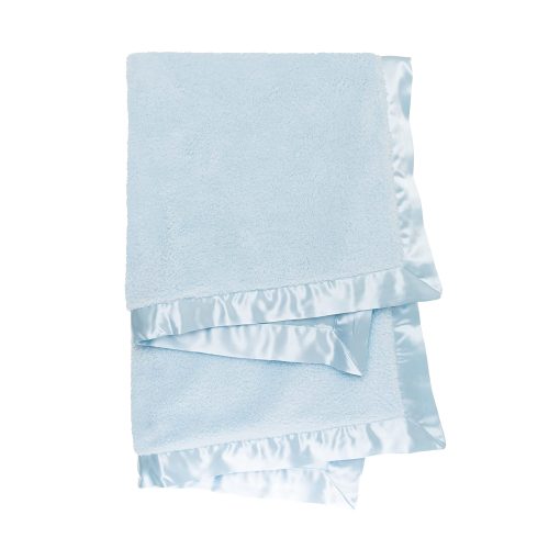 Manta para bebe de chenilla con saten Little Giraffe 35" x 45", Azul - Imagen 2