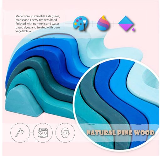 Juego de Bloques 'Cuatro Elementos' Rainbow X-Large, Juguetes de Madera para Ninos, Rompecabezas de Construccion Geometrica, Set Educativo Volcan/Casa - Imagen 3