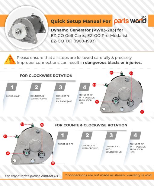 Generador de Arranque para Carritos de Golf EZ-GO FE290 FE350 (1980-1993) GSB107-01, GSB107-01A, GSB107-04A, 420-44005, SG-800, 30083-69D, 1012316, 1018337-01, 72-25-15421, 16511-G1,92-25-1000,23-15421,420-44000 - Imagen 5