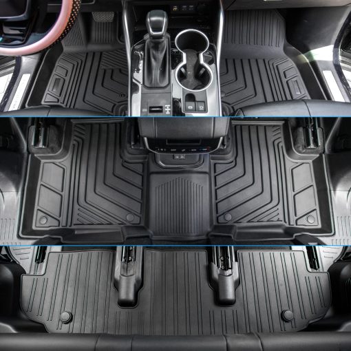 Tapetes para Piso Bomely Compatible con Toyota Highlander 2020-2024 3 Filas de Forro TPE para Todo Clima 7 Asientos Accesorios Highlander 2023 (2020-2024, Tapetes para Piso) - Imagen 3
