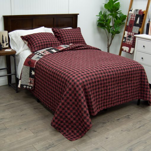 Juego de Ropa de Cama Acolchado de Algodon Donna Sharp Bear Peak - Juego de Edredon Tamaño King de 3 Piezas - Incluye 1 Edredon y 2 Fundas de Almohada - Lavable a Maquina - Perfecto para Decoracion Rustica - Imagen 3