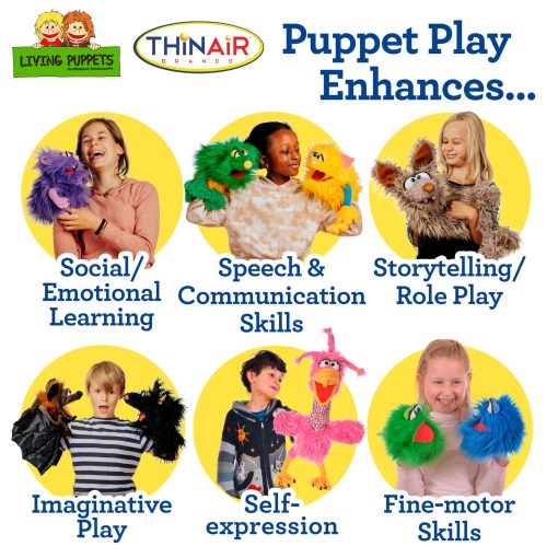 Titere de mano de conejo grande Herbie de 24 pulgadas, Living Puppets para niños y niñas - Imagen 5